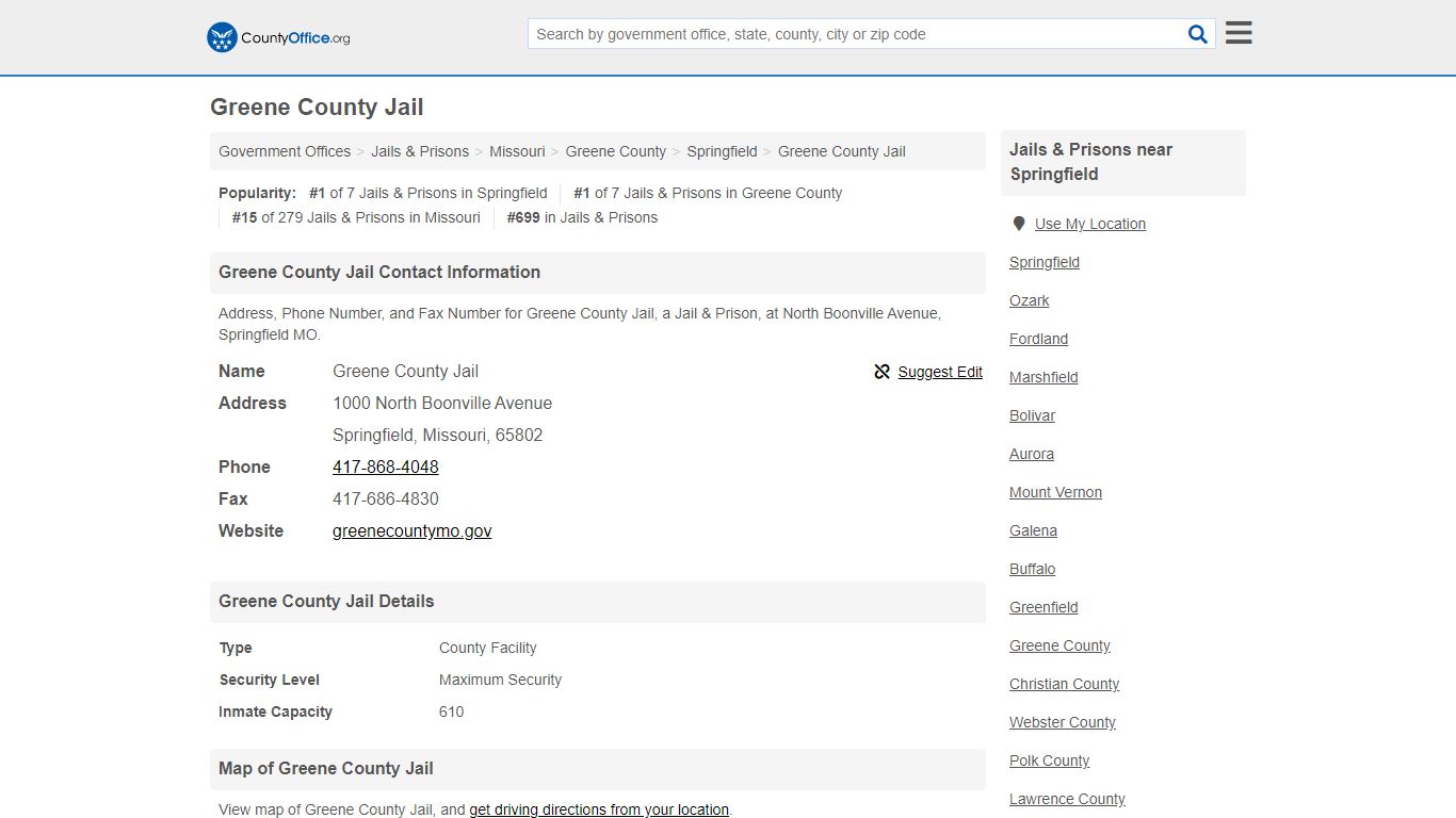 Greene County Jail - Springfield, MO (Address, Phone, and Fax)