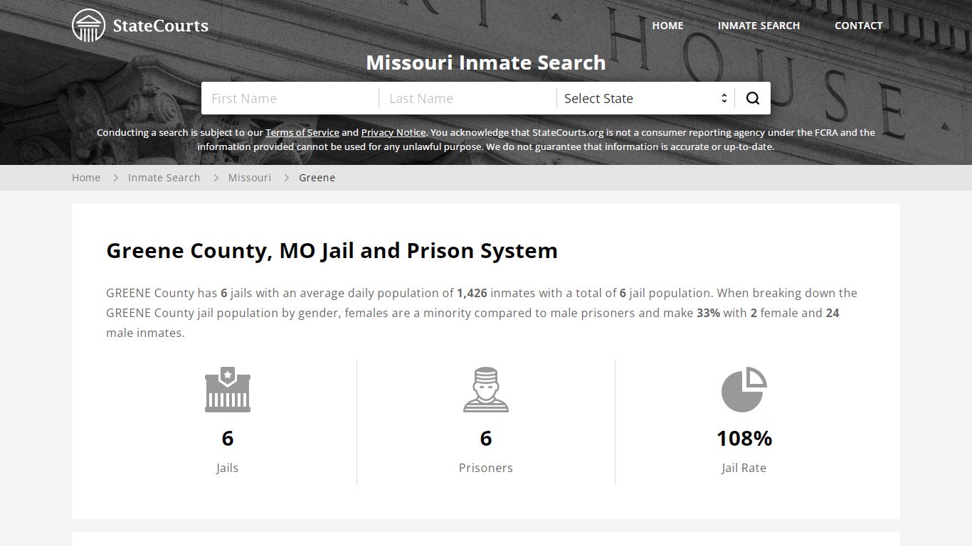 Greene County, MO Inmate Search - StateCourts